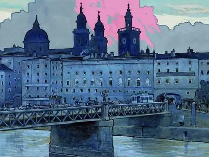 1866-Hans Nowack - Salisburgo con il vecchio ponte di stato nel 1911